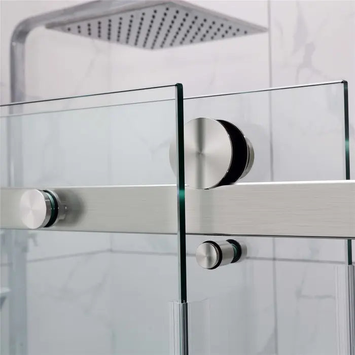 Covey Square Frameless Sliding Adjustable Shower Screen - Brushed Nickel