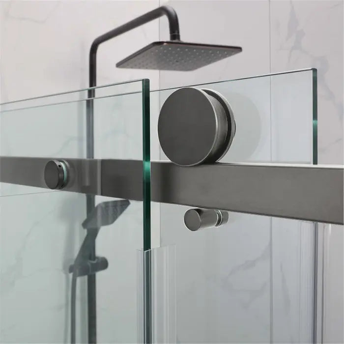 Covey Square Frameless Sliding Adjustable Shower Screen - Gunmetal Grey