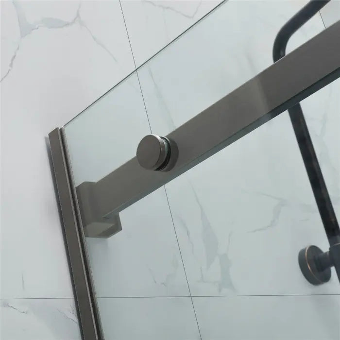 Covey Square Frameless Sliding Adjustable Shower Screen - Gunmetal Grey