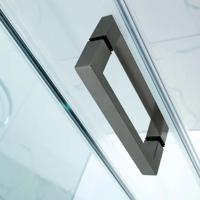 Covey Square Frameless Sliding Adjustable Shower Screen - Gunmetal Grey