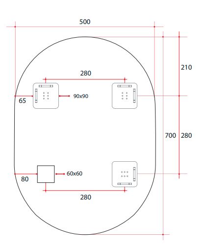 Thermogroup Ablaze Pill Shape Polished Edge Mirror with Hangers