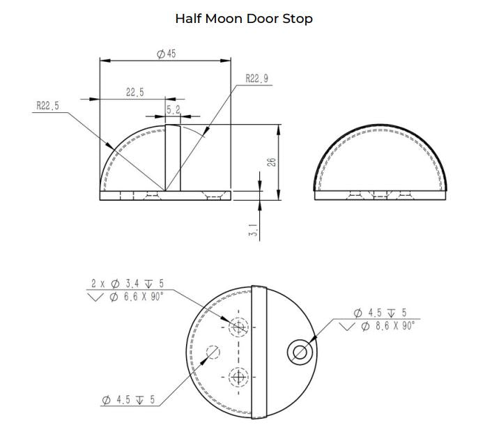 Manovella Half Moon Door Stop - Brushed Nickel