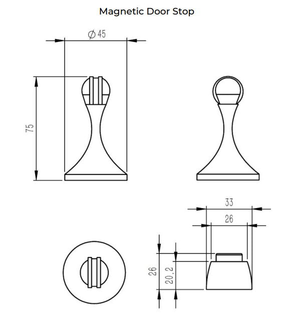 Manovella Magnetic Door Stop - Matte Black