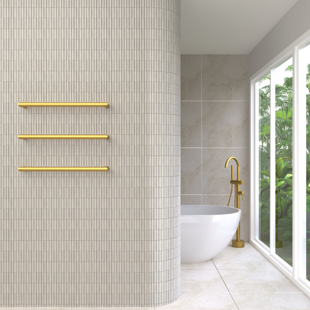 Thermogroup Round Single Bar Heated Towel Rail - Brushed Gold 632