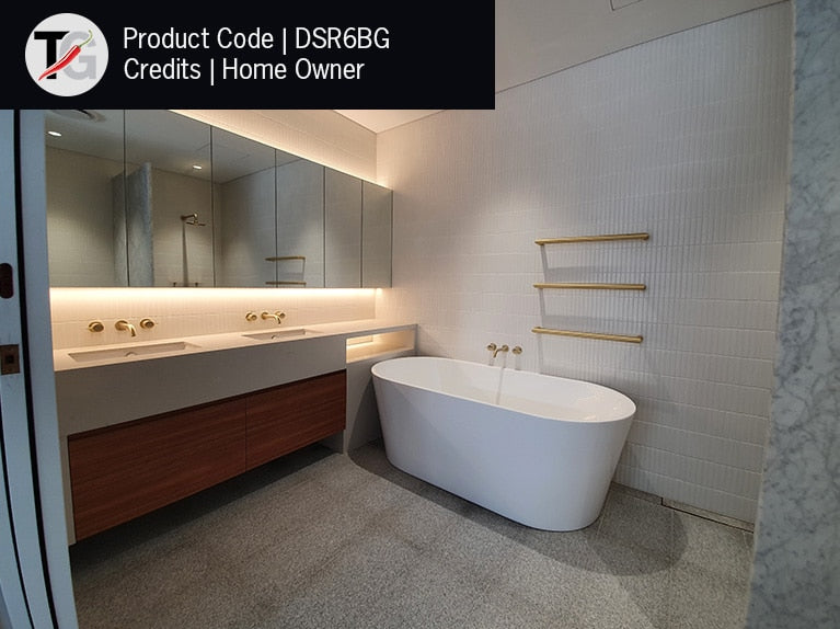 Thermogroup Round Single Bar Heated Towel Rail - Brushed Gold 632