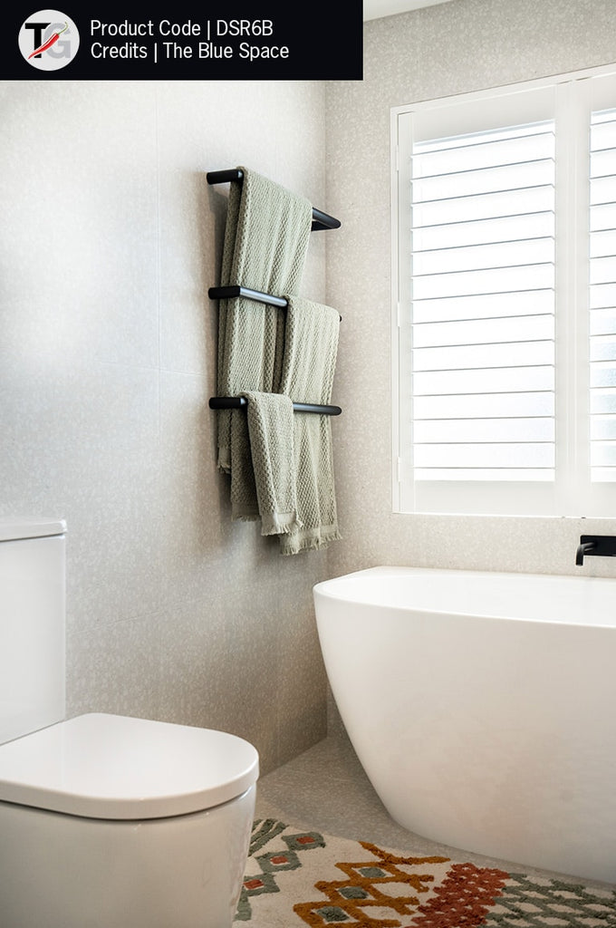 Thermogroup Round Single Heated Towel Rail - Matte Black 632