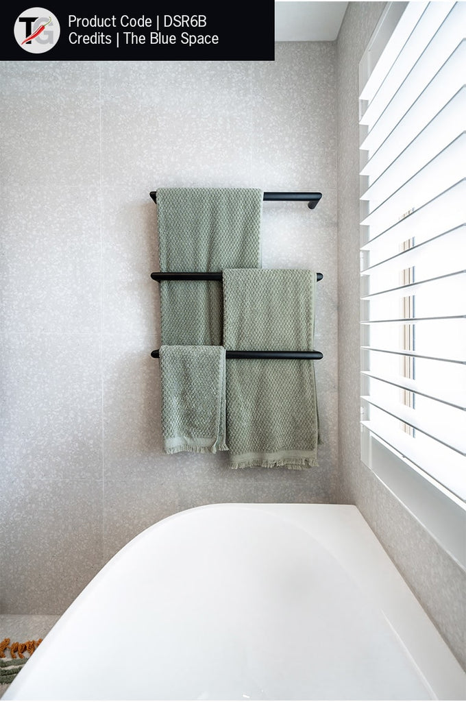 Thermogroup Round Single Heated Towel Rail - Matte Black 632