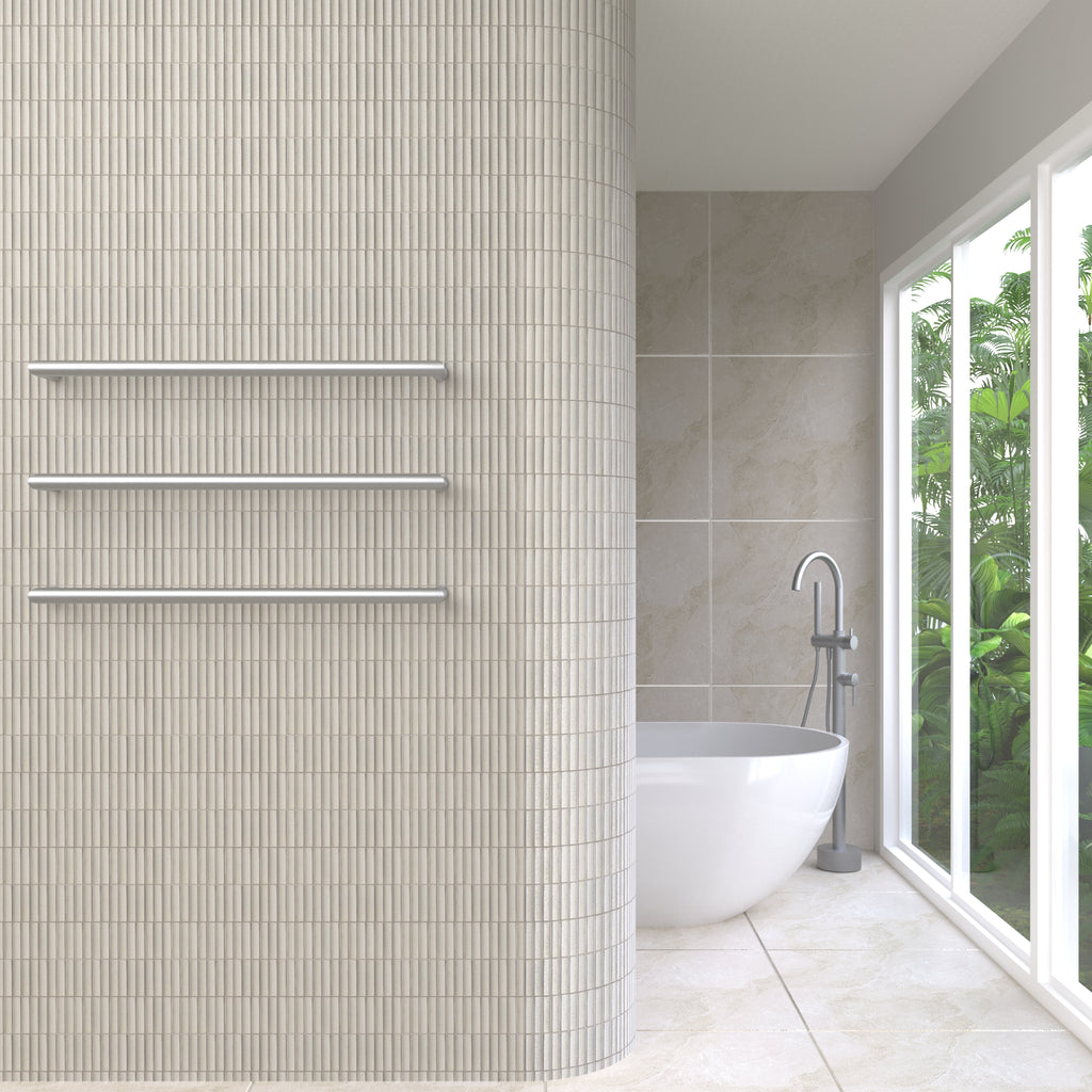 Thermogroup Round Single Bar Heated Towel Rail - Brushed Stainless Steel 832