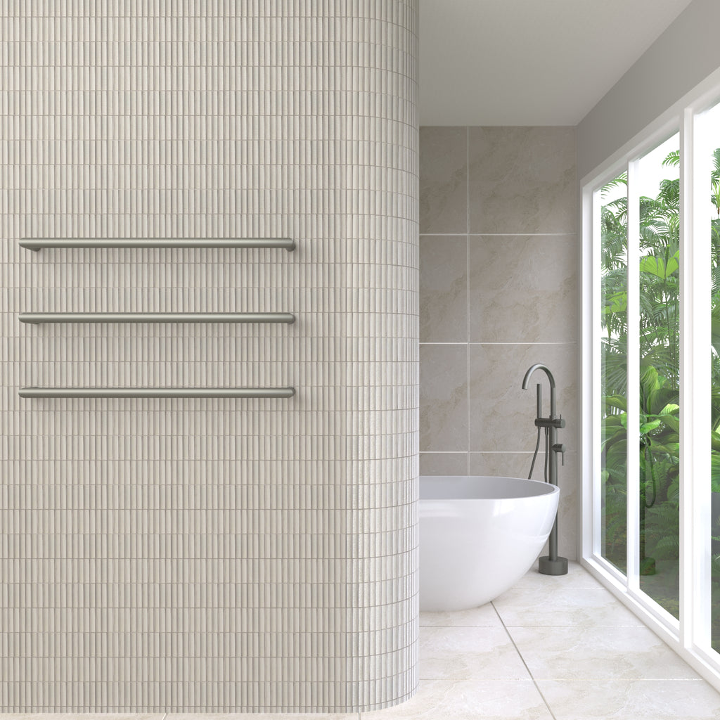 Thermogroup Round Single Bar Heated Towel Rail - Gunmetal Grey 832