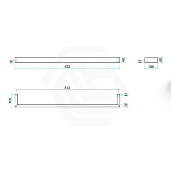 Thermogroup Square Single Bar Heated Towel Rail - Matte Black 832