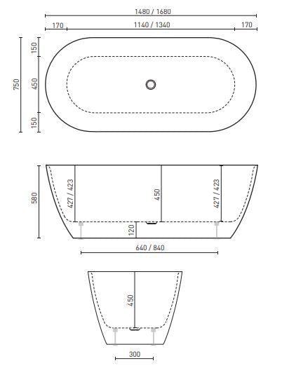 Decina Novara Freestanding Bath - Gloss White
