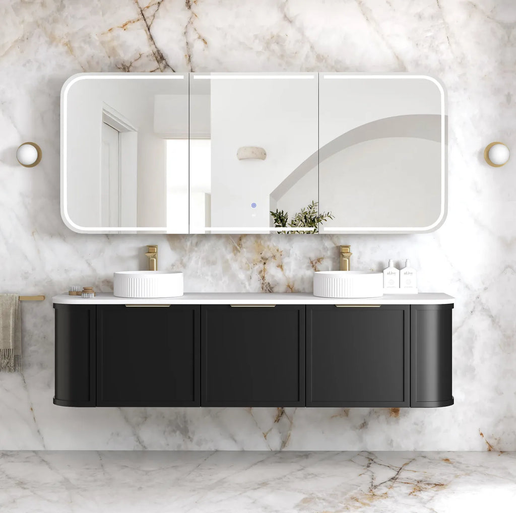 Otti Newport LED Shaving Cabinet - Black Oak