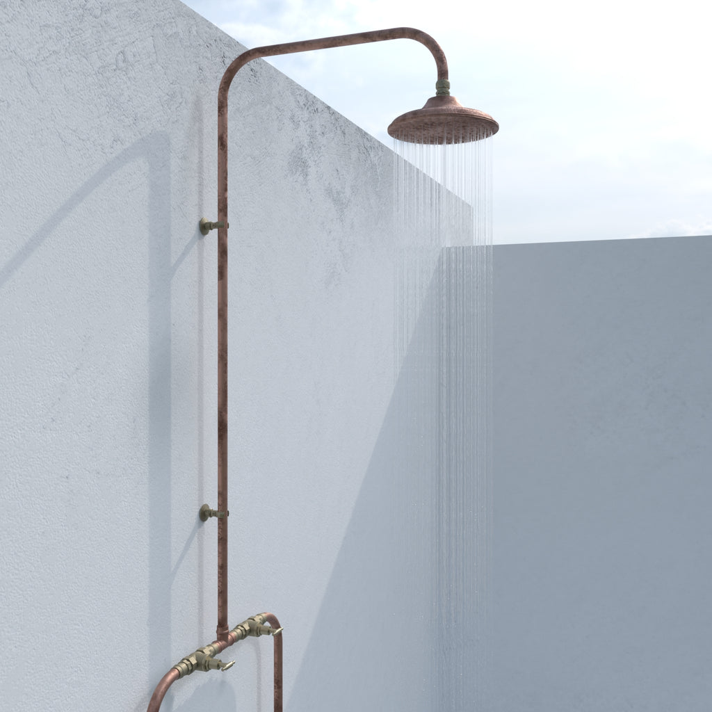 Haven Copper Outdoor Shower Hot & Cold Water Foot Tap