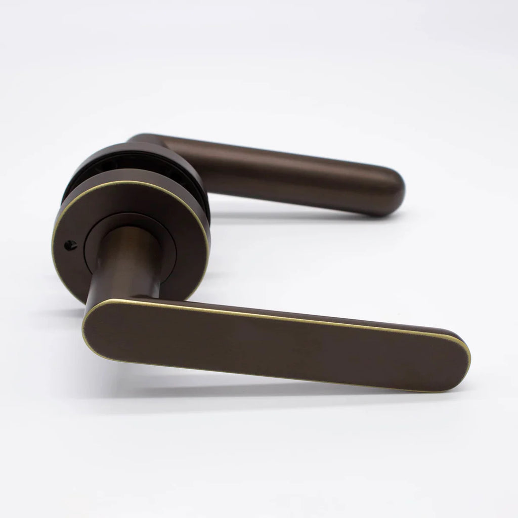 Manovella Privacy Door Handle - Fairhaven - Aged Brass