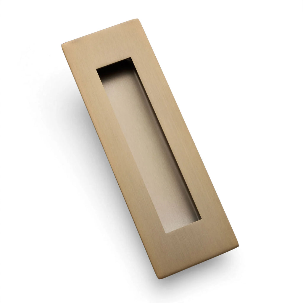Manovella Sliding Door Flush Pull 150mm x 50mm - Aged Brass