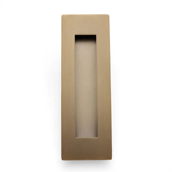 Manovella Sliding Door Flush Pull 150mm x 50mm - Aged Brass