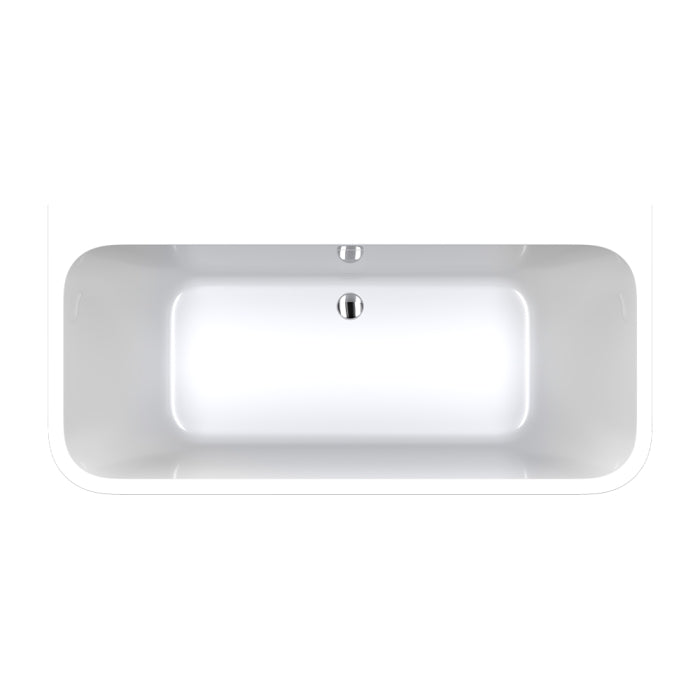 Fienza Delta Back to Wall Acrylic Bath with Overflow 1500mm - Gloss White