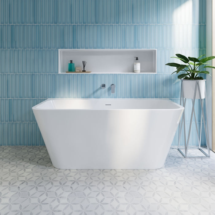 Fienza Delta Back to Wall Acrylic Bath with Overflow 1500mm - Gloss White