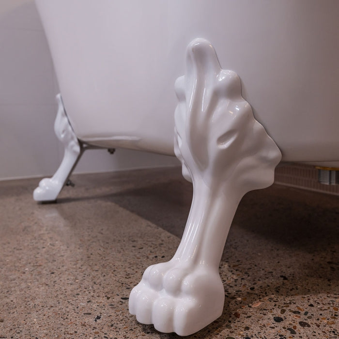 Fienza Acrylic Claw Foot Bath with White Feet - Gloss White
