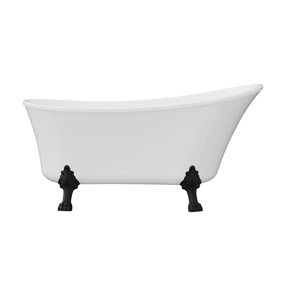 Fienza Clawfoot Freestanding Acrylic Bath with Matte Black Feet - Gloss White