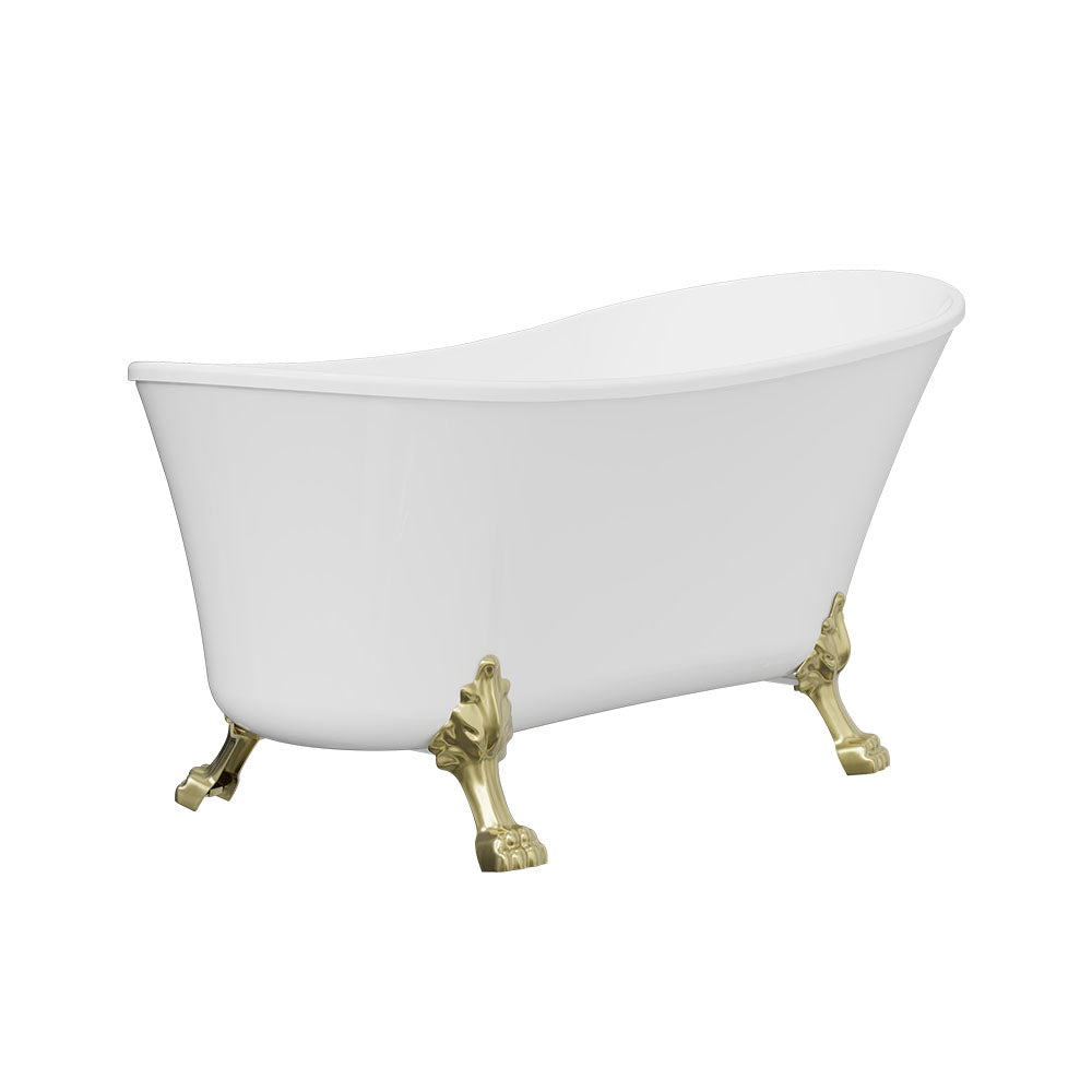 Fienza Clawfoot Freestanding Acrylic Bath with Urban Brass Feet - Gloss White