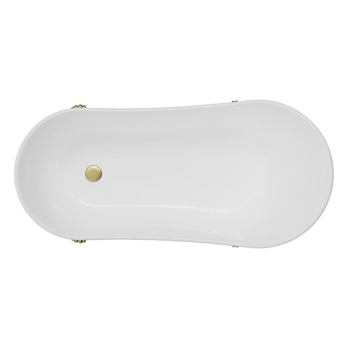 Fienza Clawfoot Freestanding Acrylic Bath with Urban Brass Feet - Gloss White