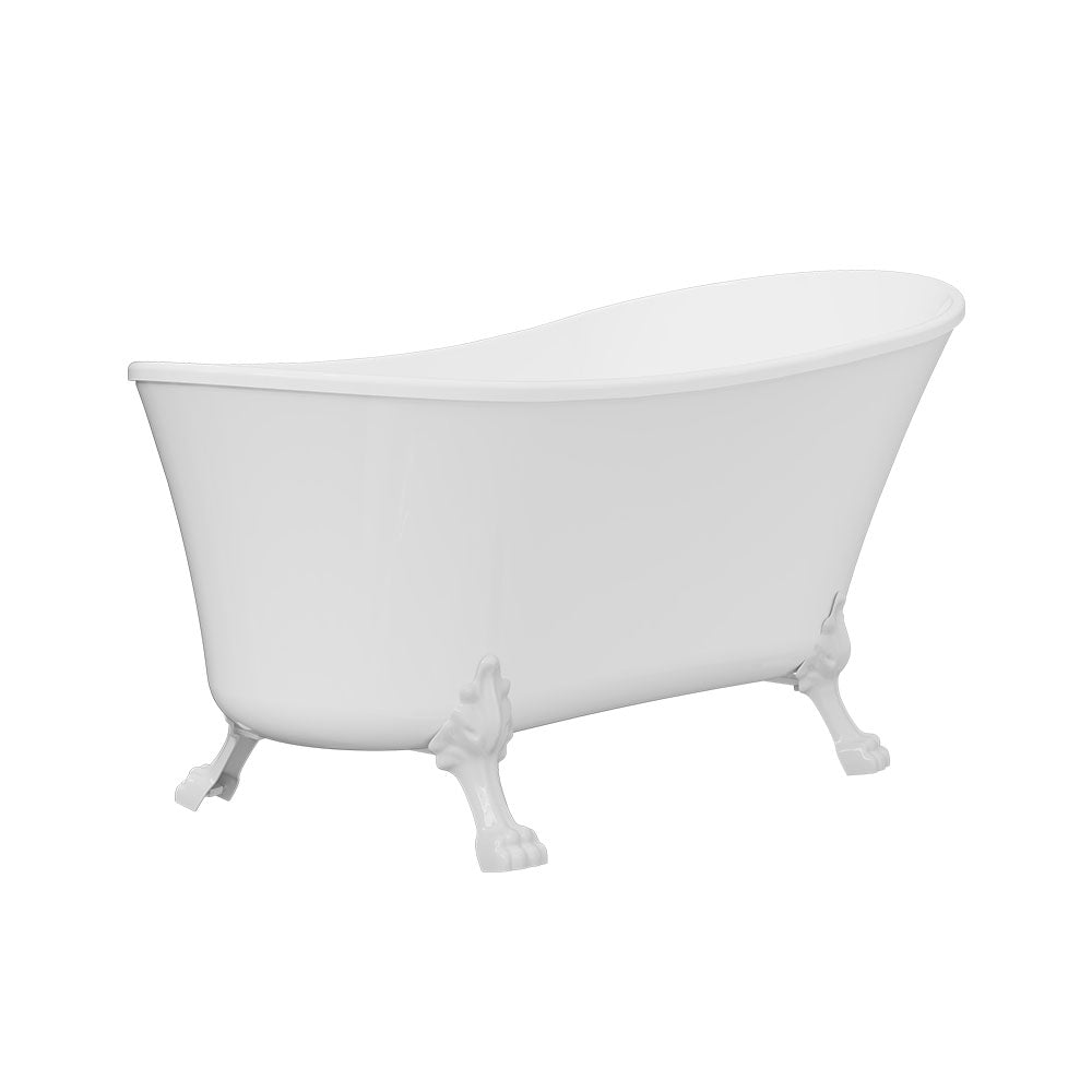 Fienza Clawfoot Freestanding Acrylic Bath with White Feet - Gloss White