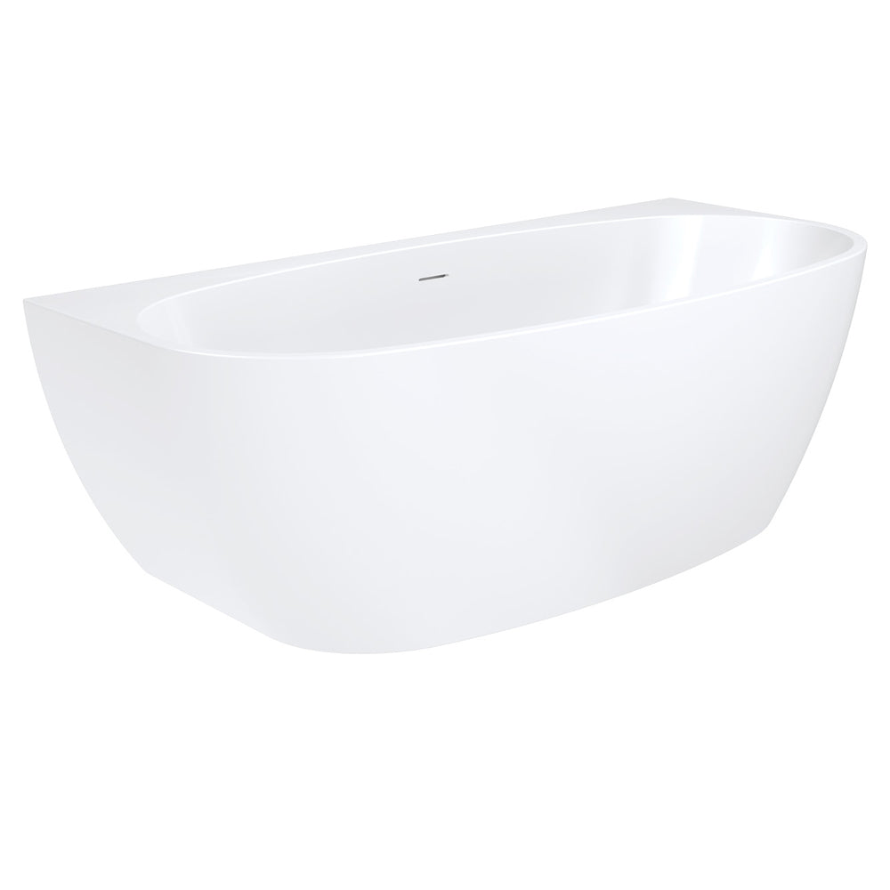 Fienza Keeto Back-to-wall Acrylic Bath with Overflow 1700mm - Gloss White