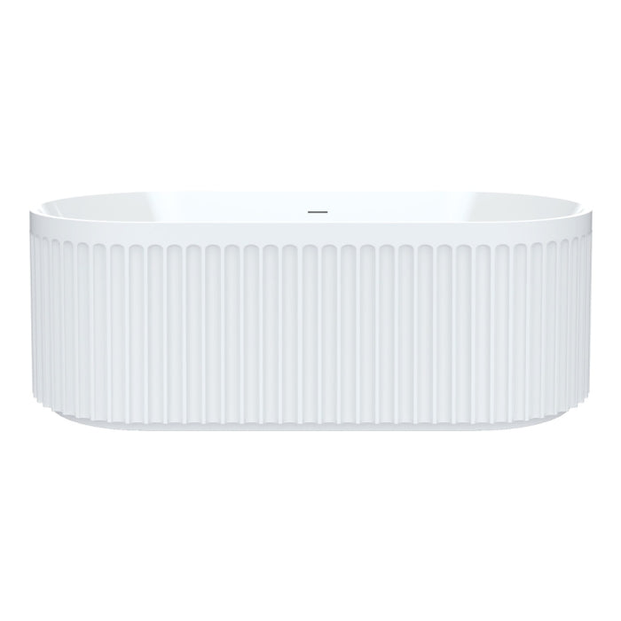 Fienza Eleanor Fluted Freestanding Acrylic Bath with Overflow 1700mm - Gloss White