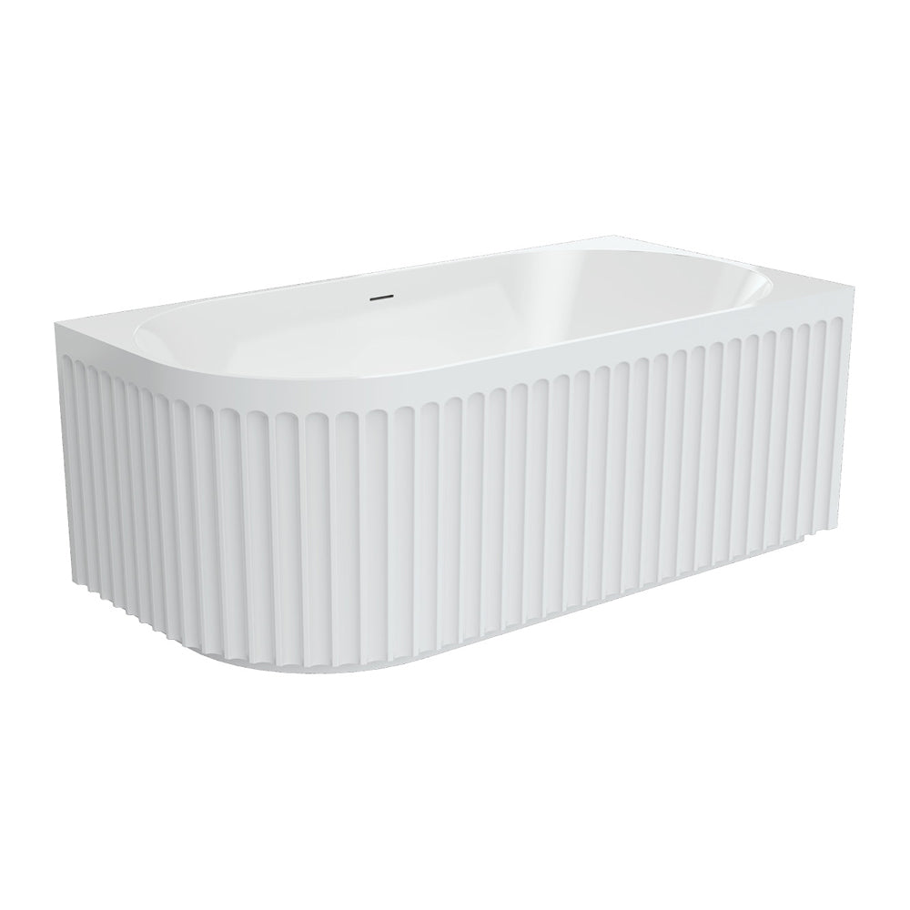 Fienza Eleanor Fluted Acrylic Corner Bath 1500mm - Gloss White