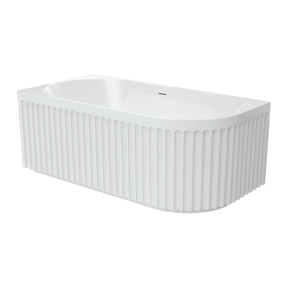 Fienza Eleanor Fluted Acrylic Corner Bath 1500mm - Gloss White