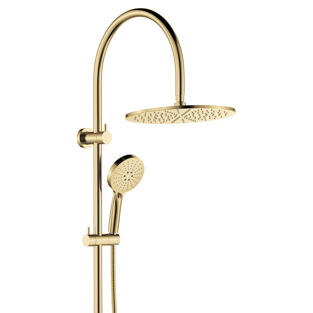 Fienza Empire Slim Curved Twin Shower - Urban Brass