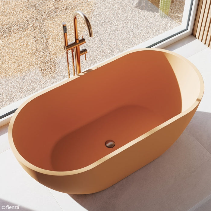 Fienza Kaya Floor Mounted Bath Mixer With Hand Shower - Brushed Copper