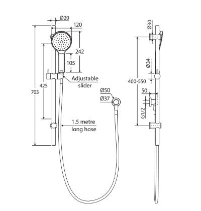 Fienza Kaya Rail Shower - Matte White