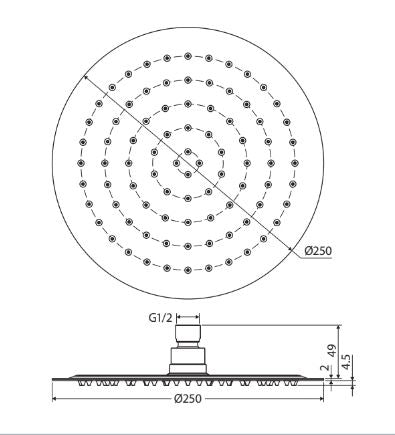 Fienza Kaya Round Shower Head 250mm - Brushed Copper