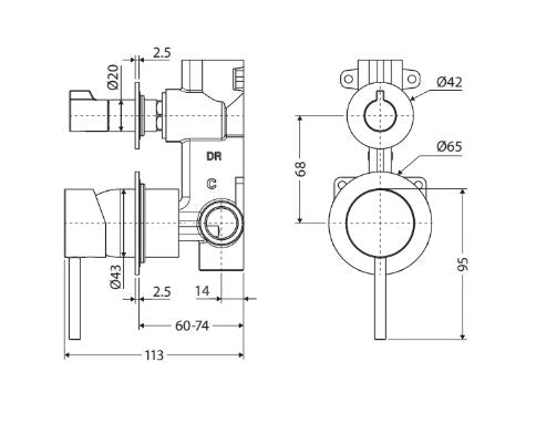 Fienza Kaya Small Round Plate Wall Diverter Mixer - Brushed Copper