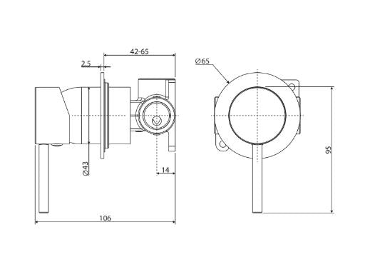 Fienza Kaya Small Round Plate Wall Mixer - Matte White