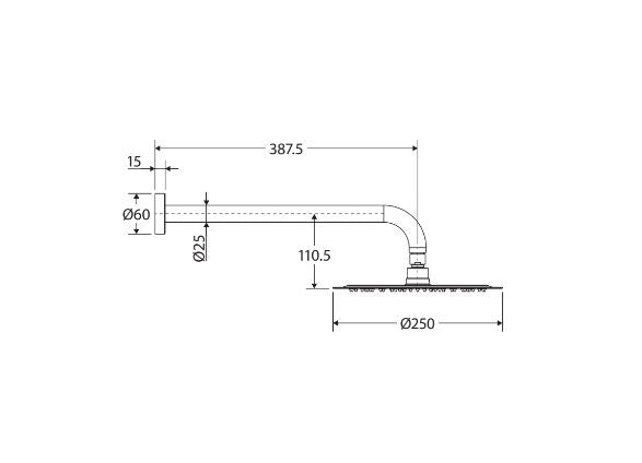 Fienza Kaya Wall Arm Shower Set - Brushed Copper
