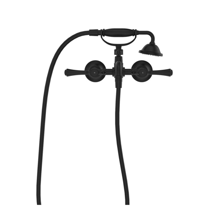 Fienza Lillian Lever Exposed Bath Tap Set with Hand Shower - Matte Black