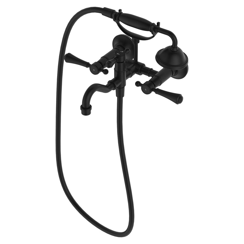 Fienza Lillian Lever Exposed Bath Tap Set with Hand Shower - Matte Black