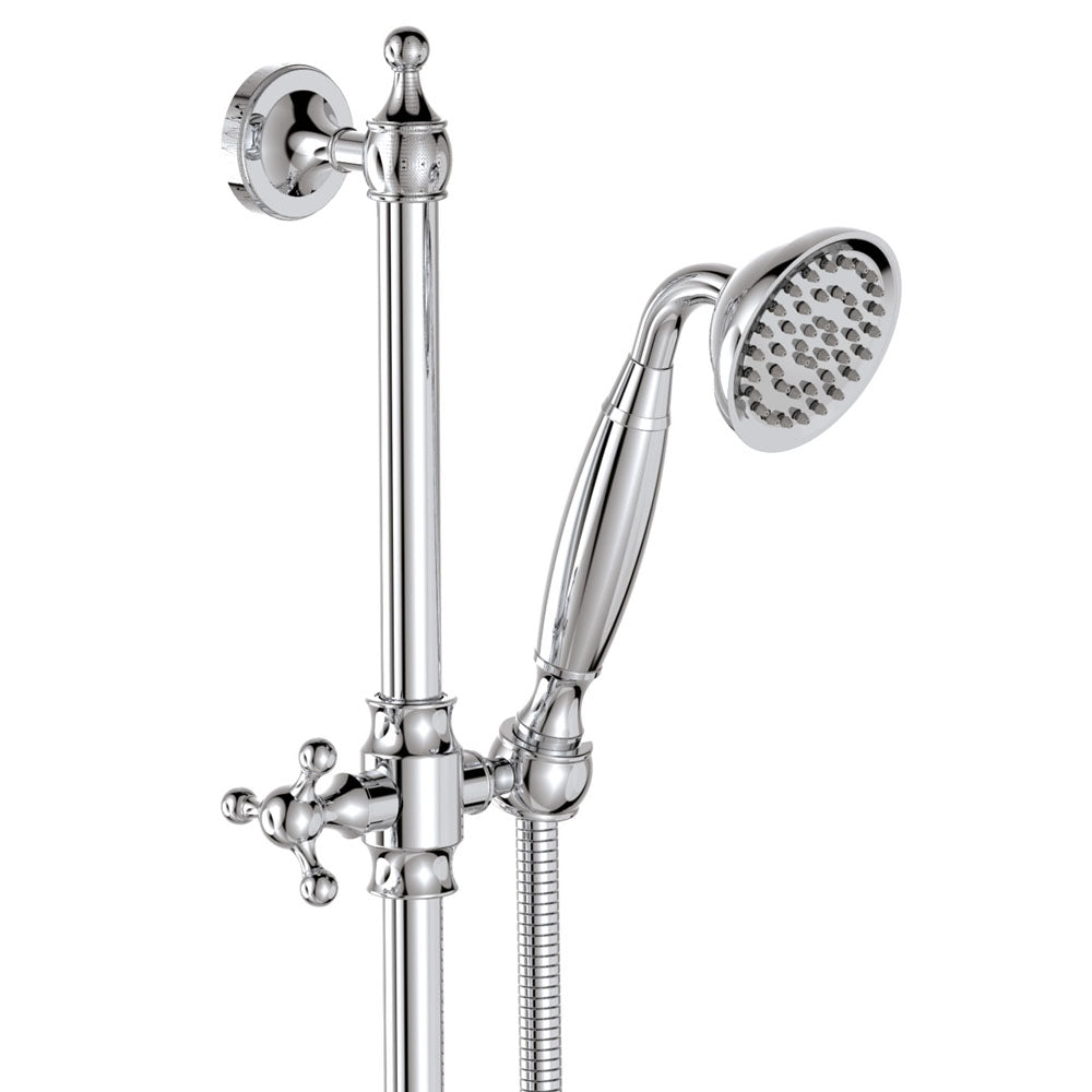 Fienza Lillian Lever Rail Shower Set with Ceramic White Handle - Chrome