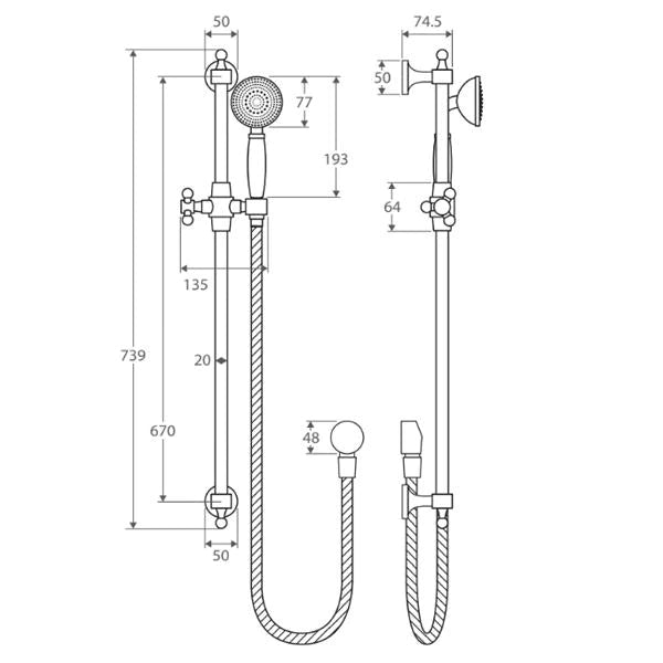 Fienza Lillian Rail Shower - Urban Brass