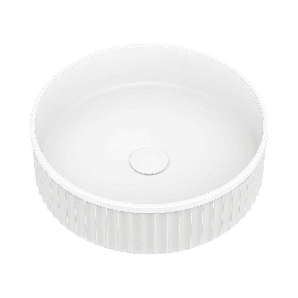 Fienza Minka Round Solid Surface Above Counter Basin - Matte White