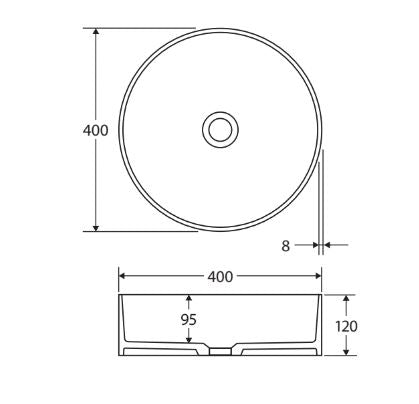 Fienza Minka Round Solid Surface Above Counter Basin - Matte White