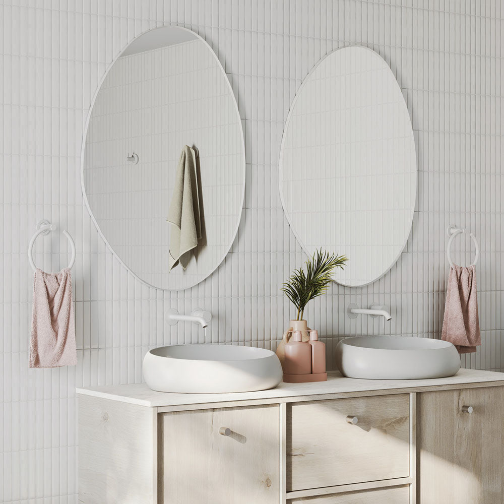 Fienza Pebble Asymmetrical Framed Mirror - Matte White