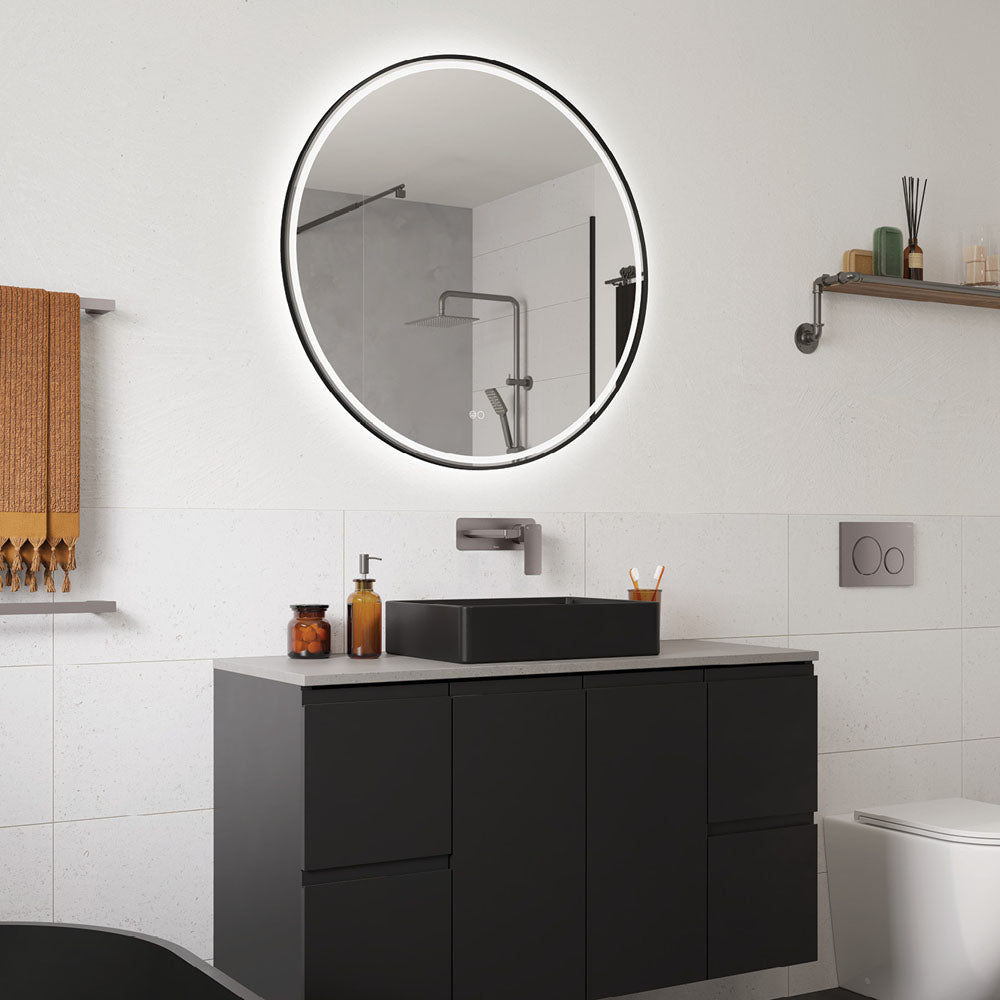 Fienza Reba LED Framed Mirror - Matte Black