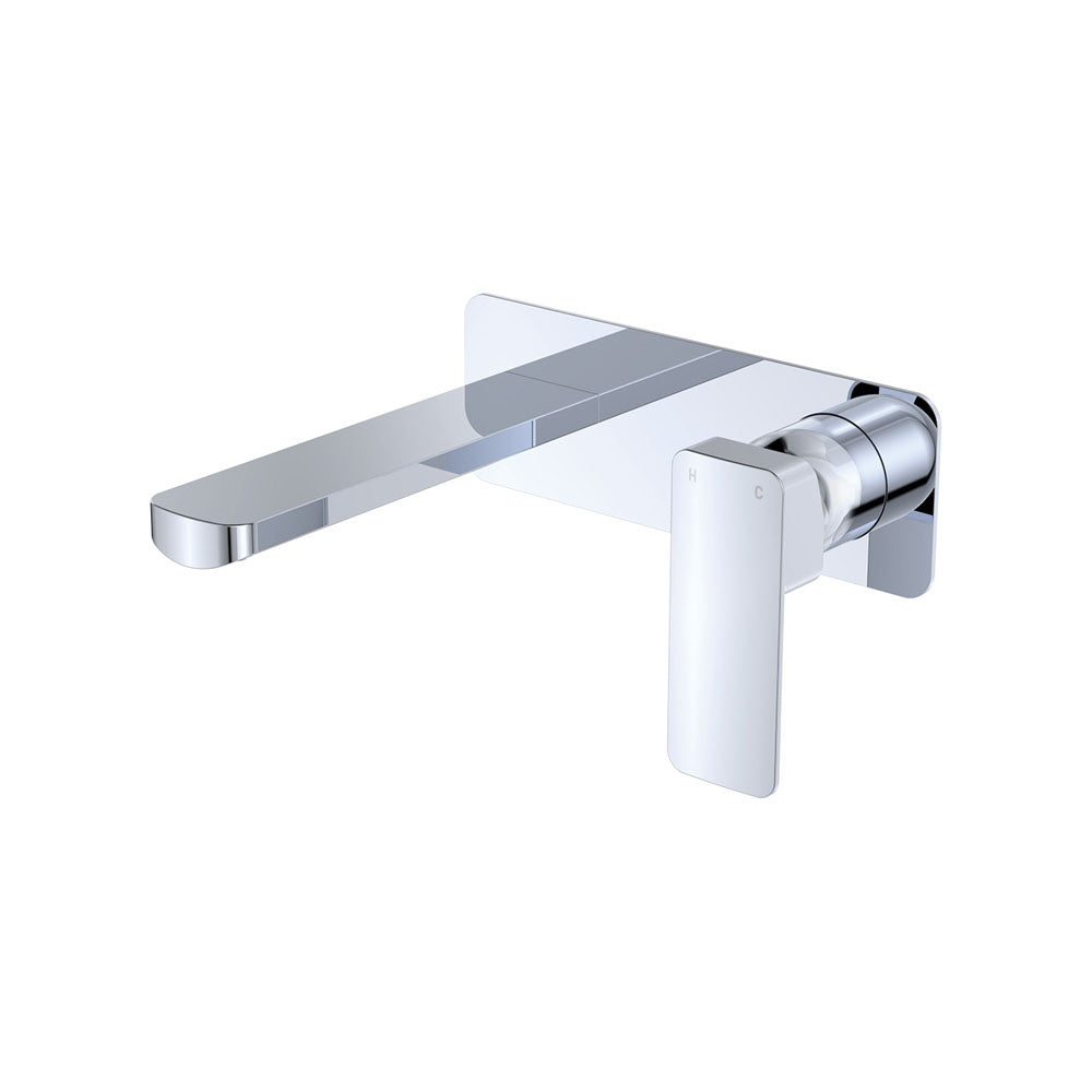 Fienza Tono Rectangular Plate Outlet, Basin/Bath Wall Mixer Set - Chrome