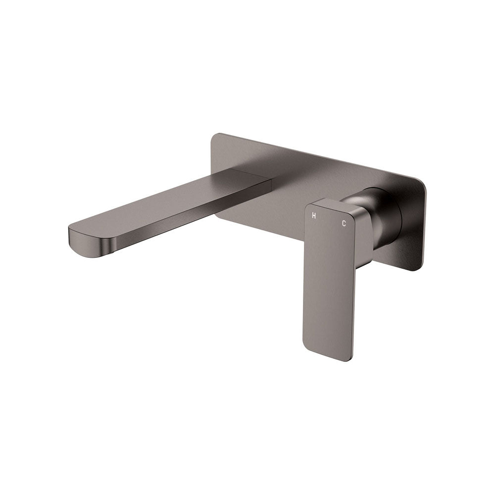Fienza Tono Rectangular Plate Outlet, Basin/Bath Wall Mixer Set - Gun Metal