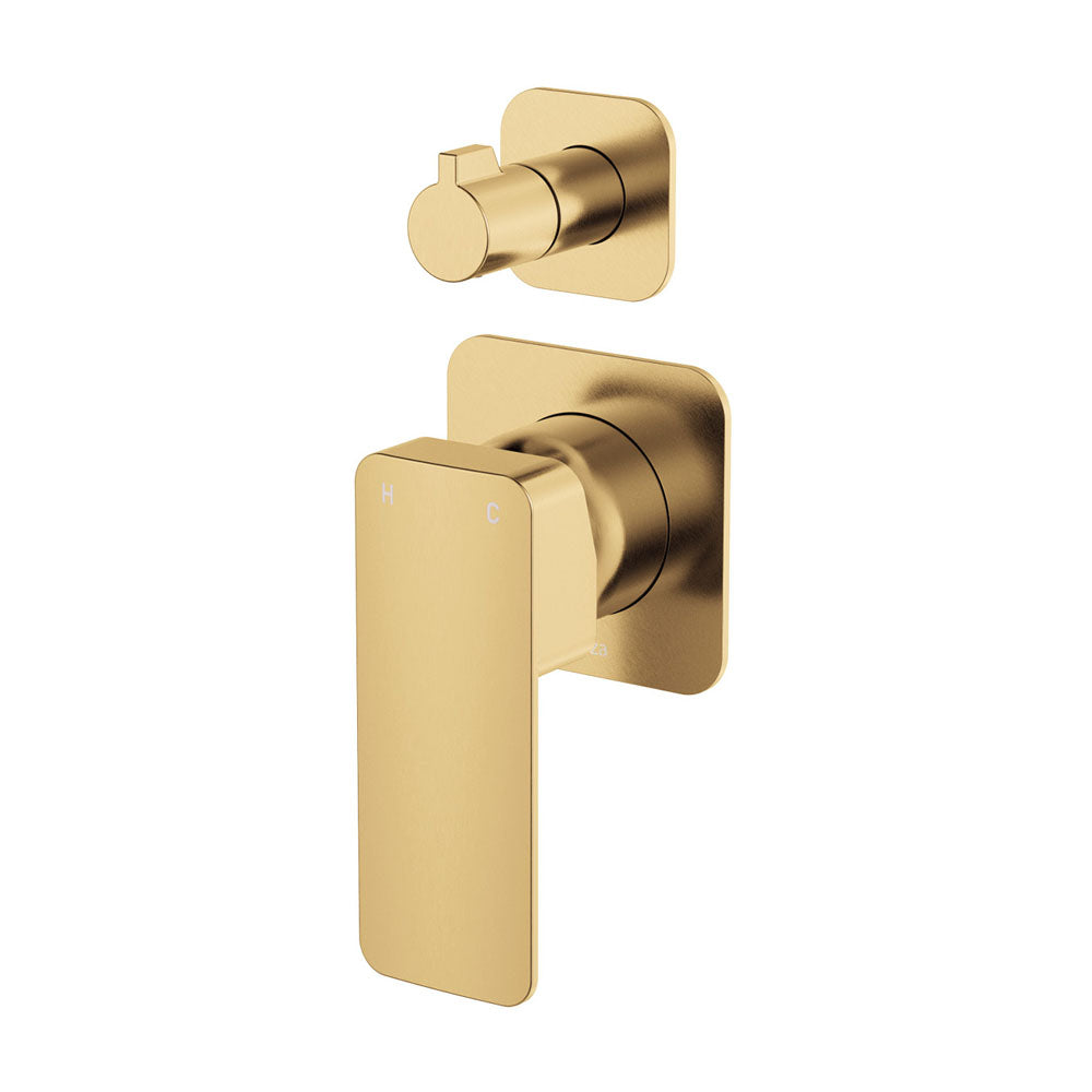 Fienza Tono Square Plates Wall Mixer Diverter - Urban Brass