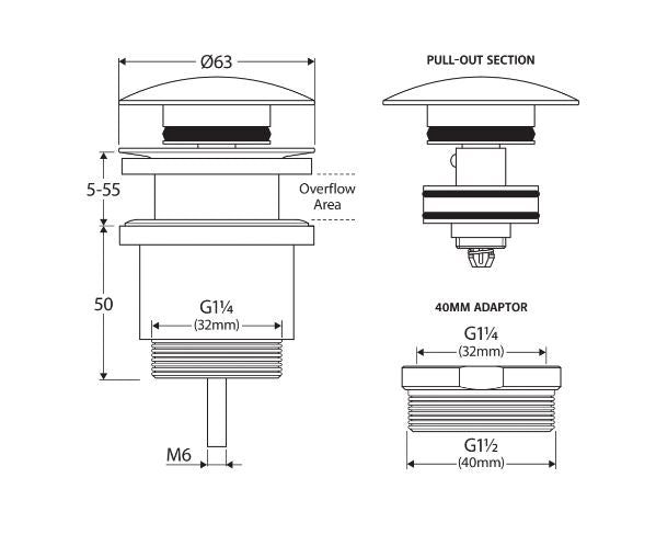 Fienza Universal Pop-Up/ Pull-Out Basin Waste - Tuscan